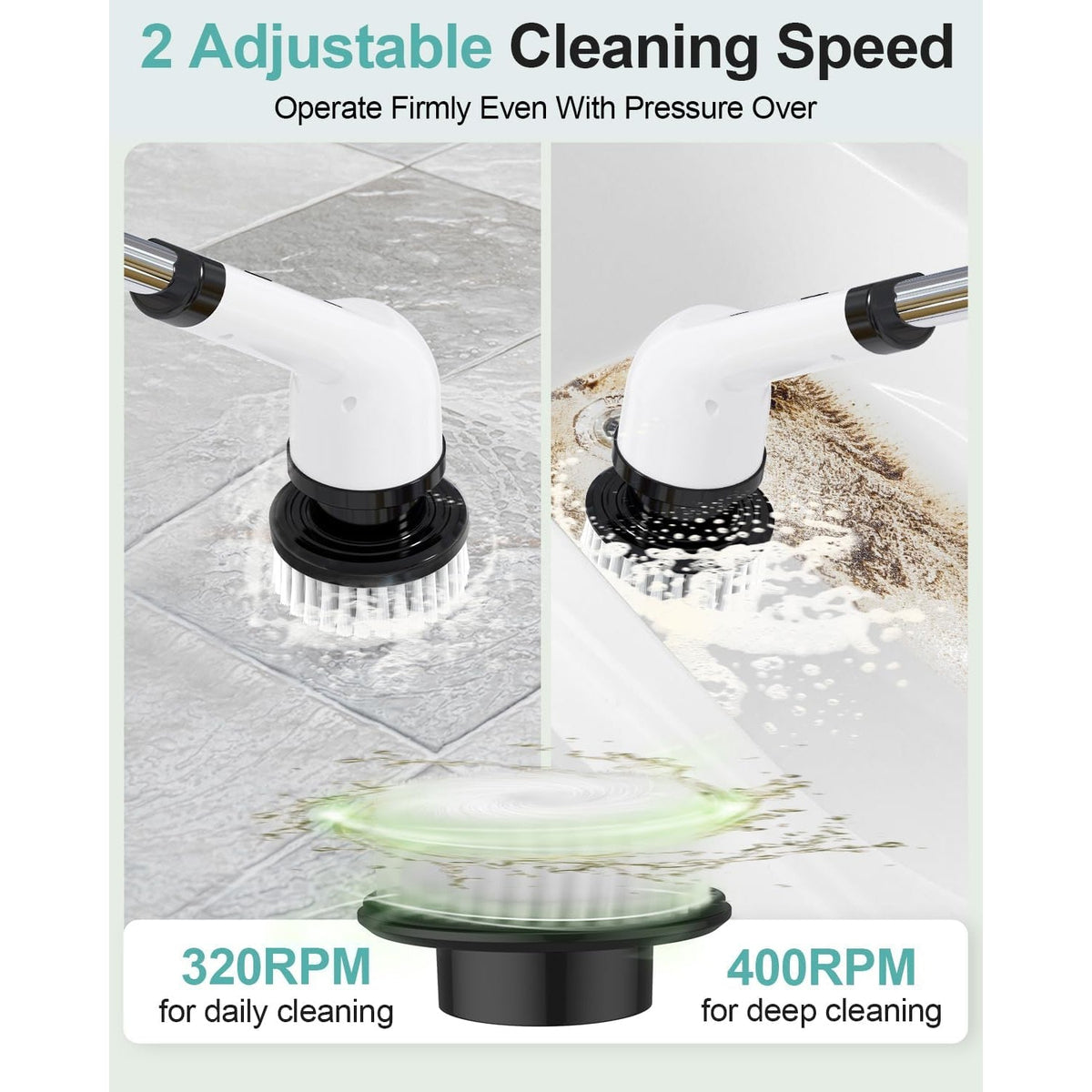 2 speed settings for daily and deep cleaning