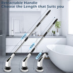 Cordless electric spin scrubber with retractable handle