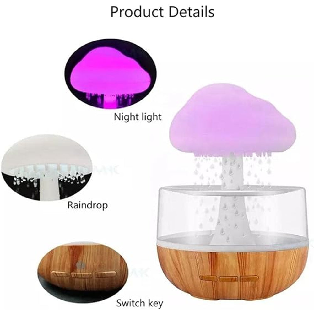 Rain cloud diffuser night light, raindrop and switch keys