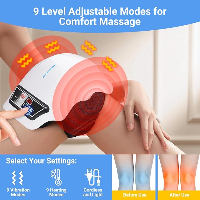 Knee massager with 9 vibration and 9 heating levels