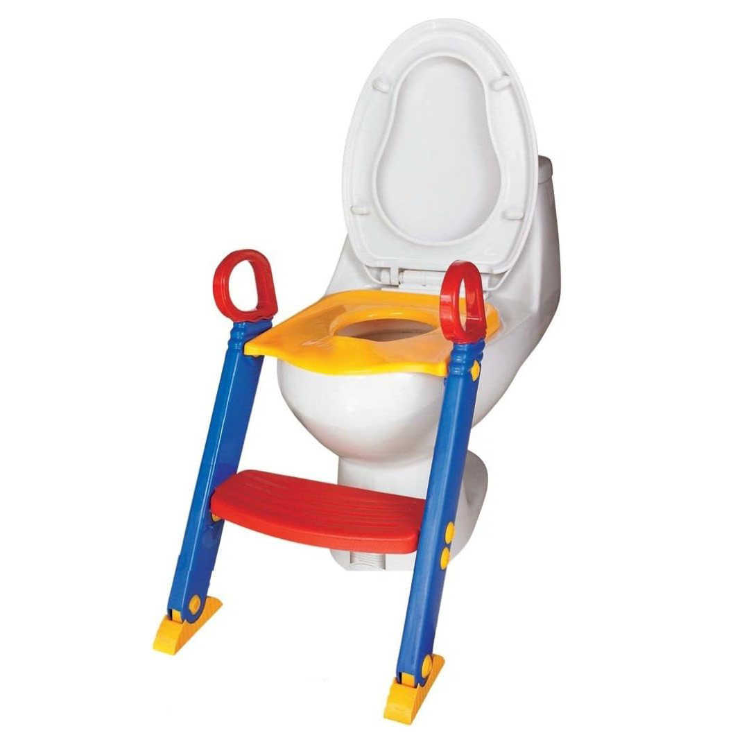 Kids potty training toilet seat with step ladder fitted on toilet