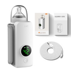 Portable bottle warmer with digital display and USB cable