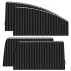 Two black pleated car window shade panels on a white background