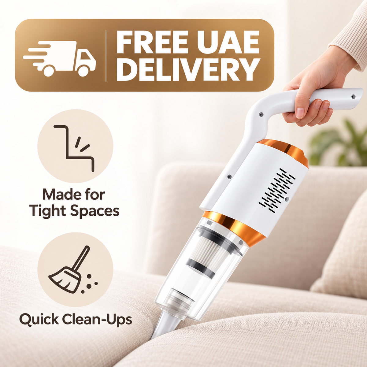Handheld vacuum for tight spaces and quick clean-ups with FREE UAE DELIVERY