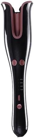 Black and rose gold automatic hair curler with control buttons, on a white background