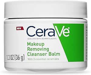 CeraVe makeup removing cleanser balm jar on a white background