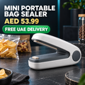 Mini portable bag sealer hero image with AED 53.99 price and free UAE delivery