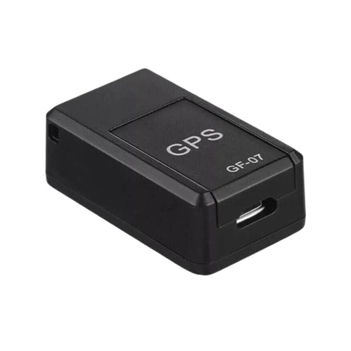 Black GPS tracker with 'GPS' and 'GF-07' text on a white background
