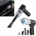 Black handheld vacuum cleaner with attachments on a white background